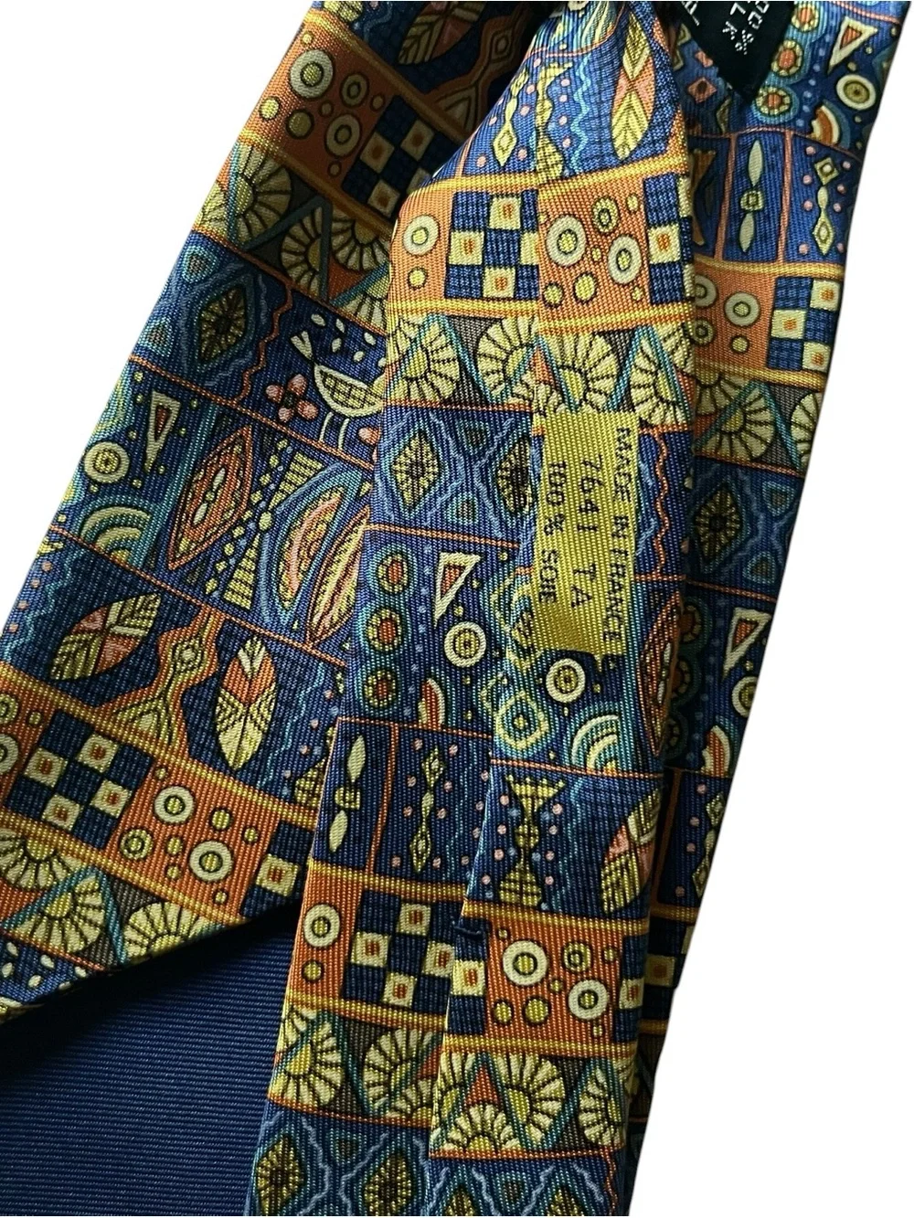 Hermes Blue and orange Patterned Silk Tie